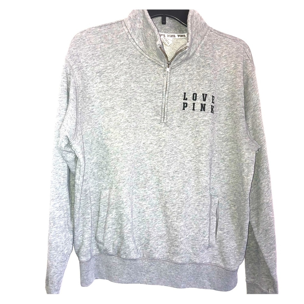 PINK gray quarter zip